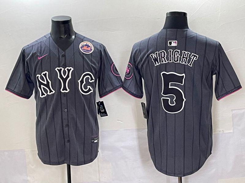 Men 2025 New York Mets #5 Wright Grey Game Nike MLB Jersey style 06->texas rangers->MLB Jersey